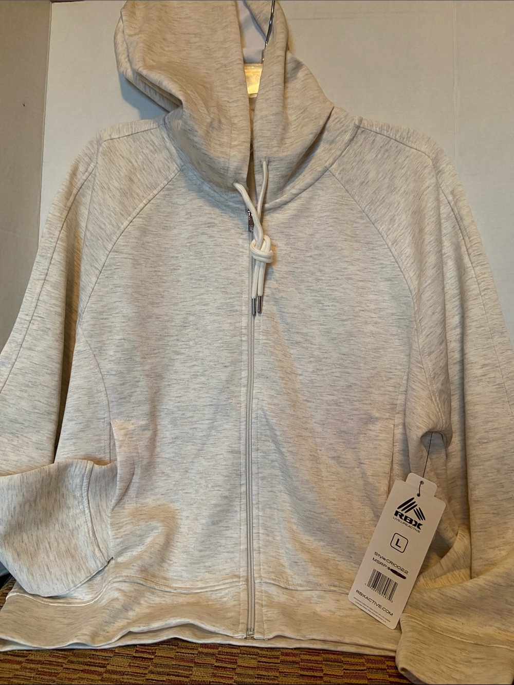 RBX Light Heather Gray Full-Zip Hoodie Jacket